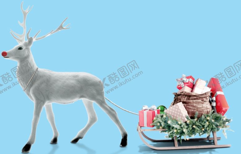 编号：13432805051450054007【酷图网】源文件下载-圣诞节麋鹿拉雪橇送礼品