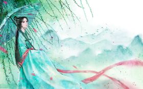 女性人物传统国风合成海报素材