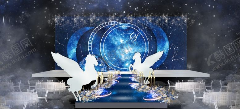 编号：89521706241851238849【酷图网】源文件下载-蓝色星空星座婚礼效果图照片