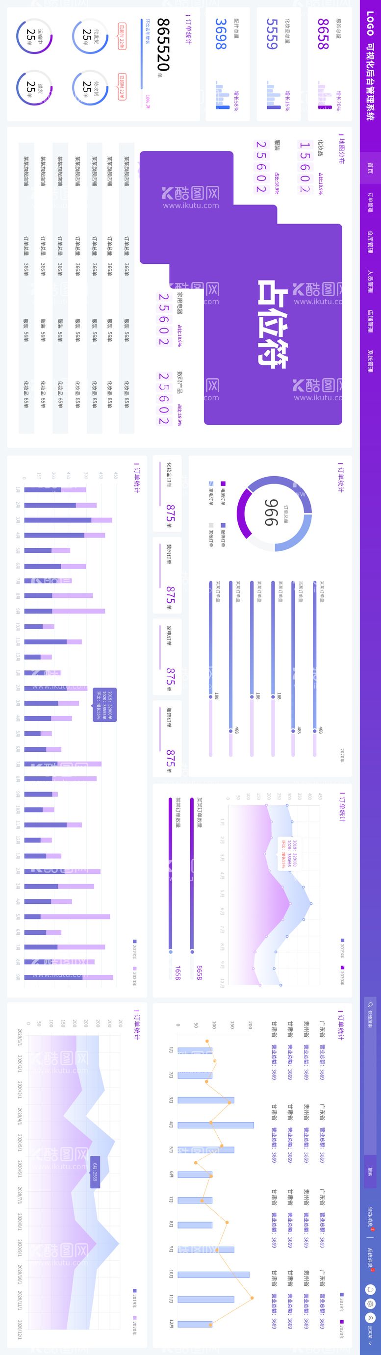 编号：20881912041236188350【酷图网】源文件下载-紫色简约科技感可视化后台管理系统UI