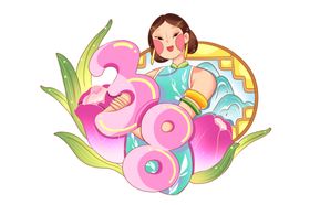 三八妇女节国风时尚女性装饰插画