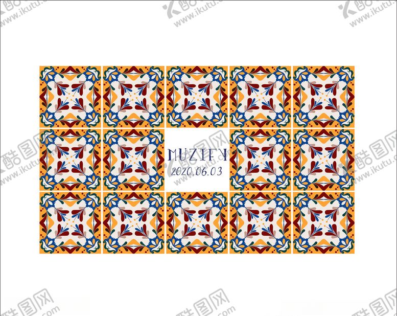 编号：45452709101128582420【酷图网】源文件下载-复古花卉瓷砖图案