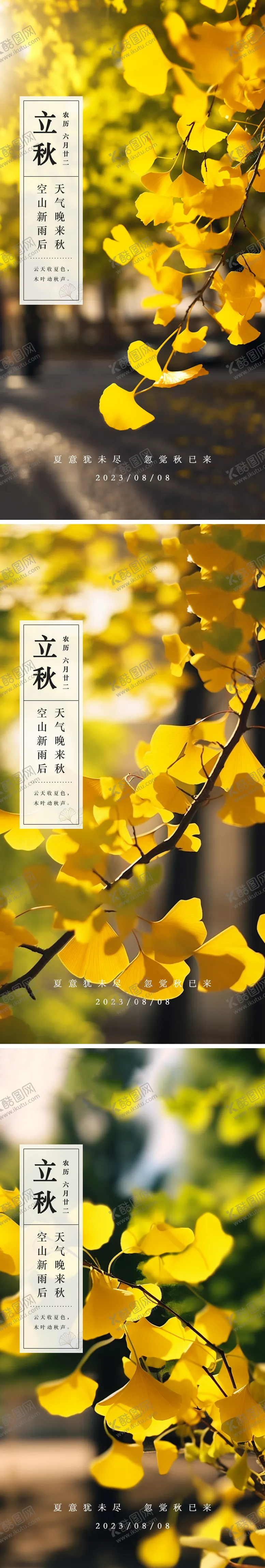 编号：32784811202238325273【酷图网】源文件下载-24节气立秋银杏海报
