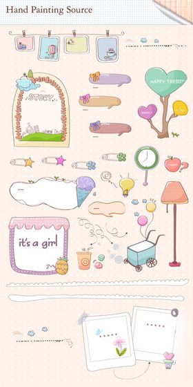可爱手绘风卡通装饰元素
