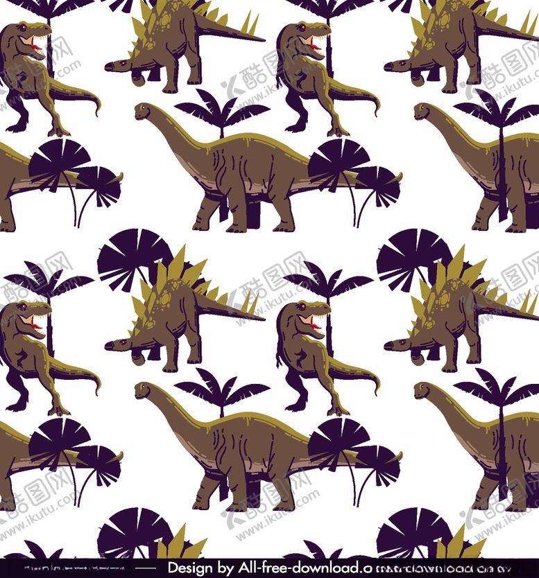 编号：78419409240927403543【酷图网】源文件下载-创意恐龙树木无缝背景