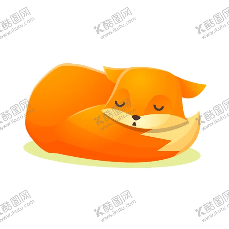 编号：32024007010558173166【酷图网】源文件下载-睡着的狐狸插画