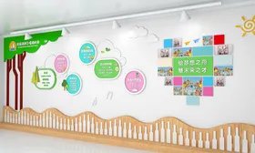 幼儿园文化墙心形照片校卡通树