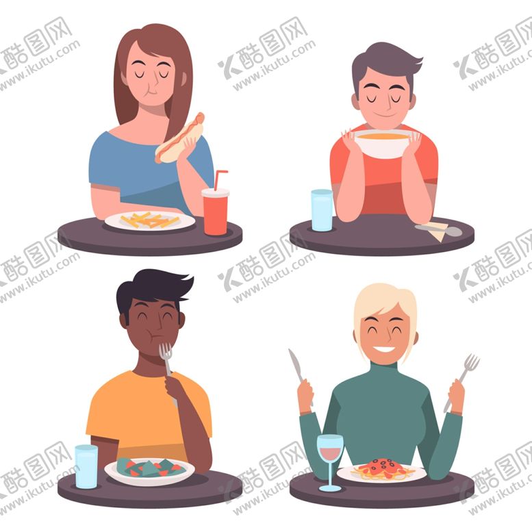 编号：98324510242142074673【酷图网】源文件下载-吃东西的人矢量插画