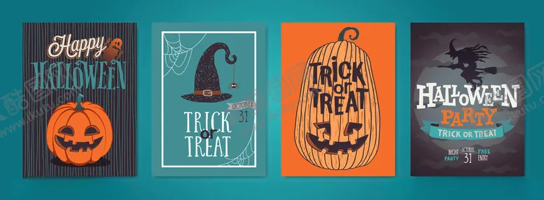 编号：19517812221128163479【酷图网】源文件下载-万圣节主题装饰卡片