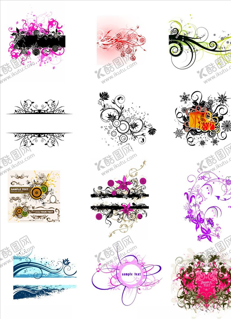 编号：85131609230504286553【酷图网】源文件下载-时尚手绘花纹花边