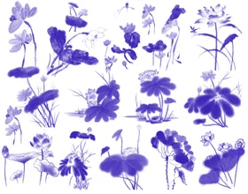 紫色花卉植物剪影图案