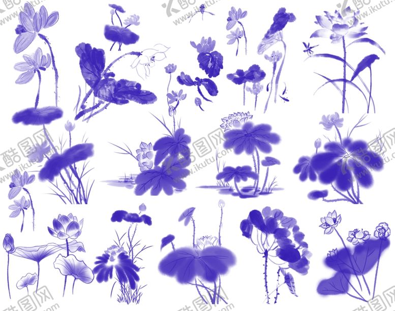 编号：82562104071251084878【酷图网】源文件下载-紫色花卉植物剪影图案