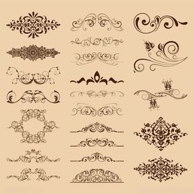 复古装饰花纹设计元素集