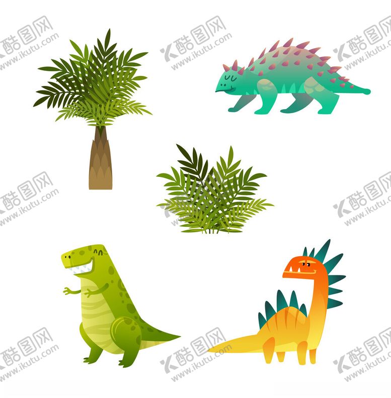 编号：40416102270943348828【酷图网】源文件下载-恐龙世界矢量插画元素
