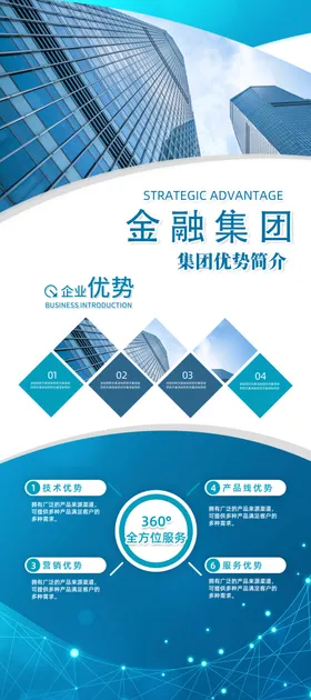 公司简介文化墙创意展架蓝色