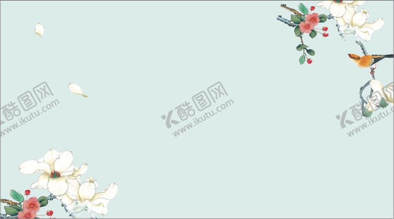 编号：82766301250807306629【酷图网】源文件下载-中式花花朵淡蓝色背景