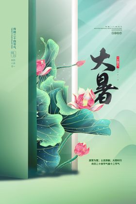 大暑海报节气节气海报插画