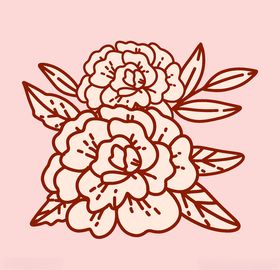 线条矢量手绘花
