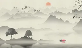 水墨山水画墙布背景墙墙纸大理石背景墙
