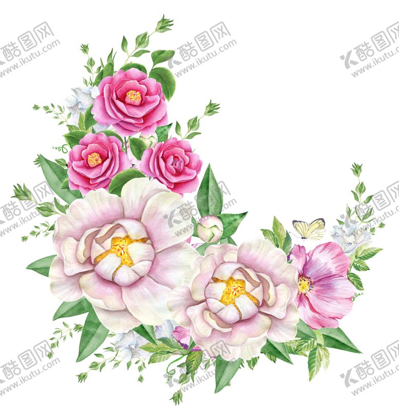 编号：96663810020439239254【酷图网】源文件下载-手绘花草牡丹花园元素素材