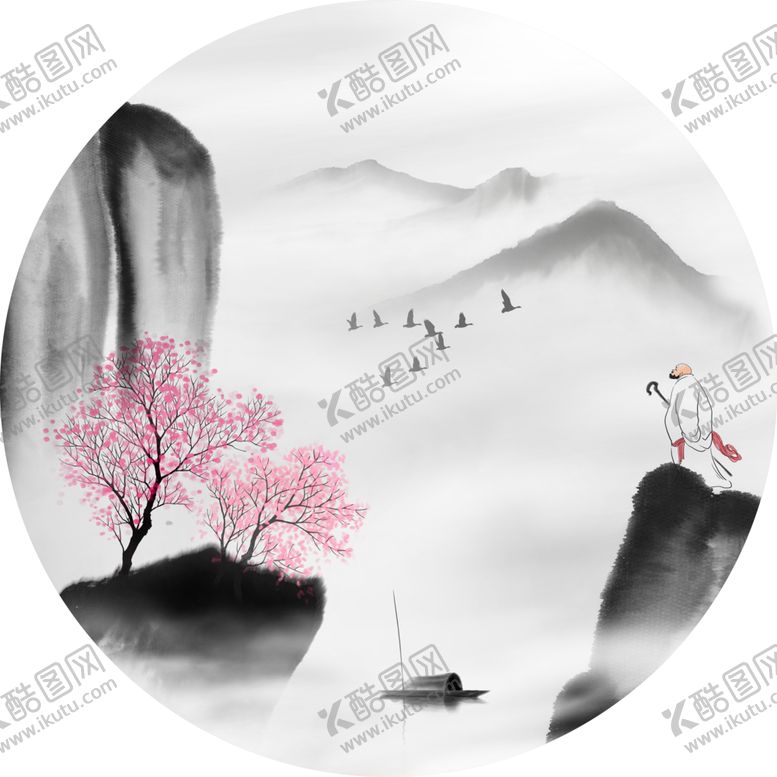 编号：11308309251616505112【酷图网】源文件下载-新中式圆形装饰画