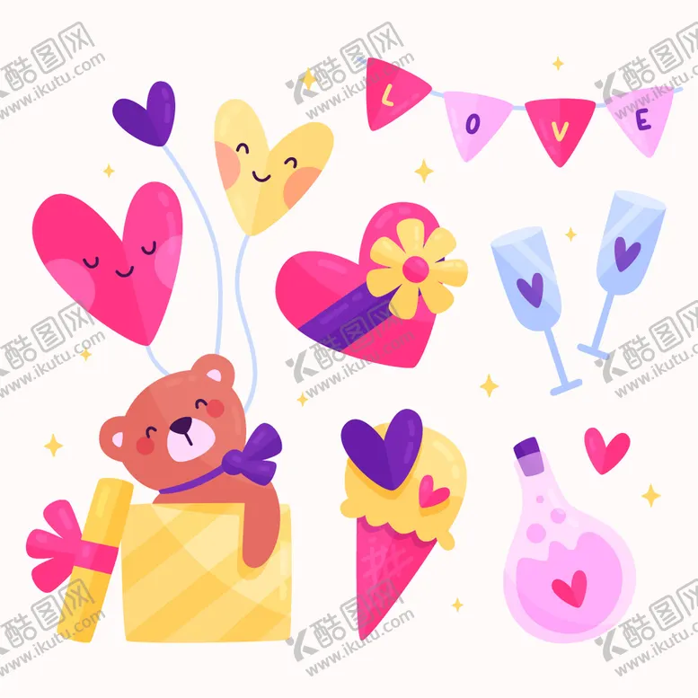 编号：97638209200139228970【酷图网】源文件下载-情人节元素