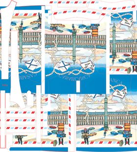 城市风景图案包装纸设计