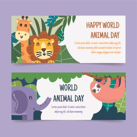 世界动物日卡通横幅海报
