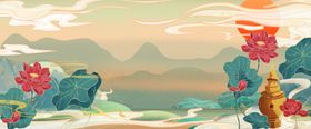 手绘国潮风背景
