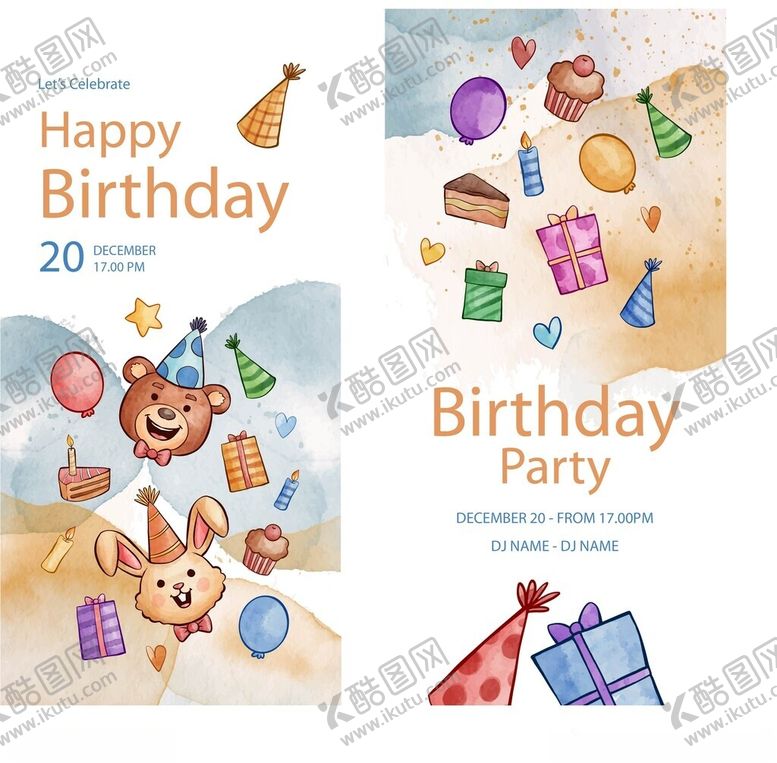 编号：47511604132119096692【酷图网】源文件下载-矢量生日元素生日卡片海报模板