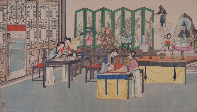 编号：83714209191612402101【酷图网】源文件下载-红楼梦场景精美工笔画