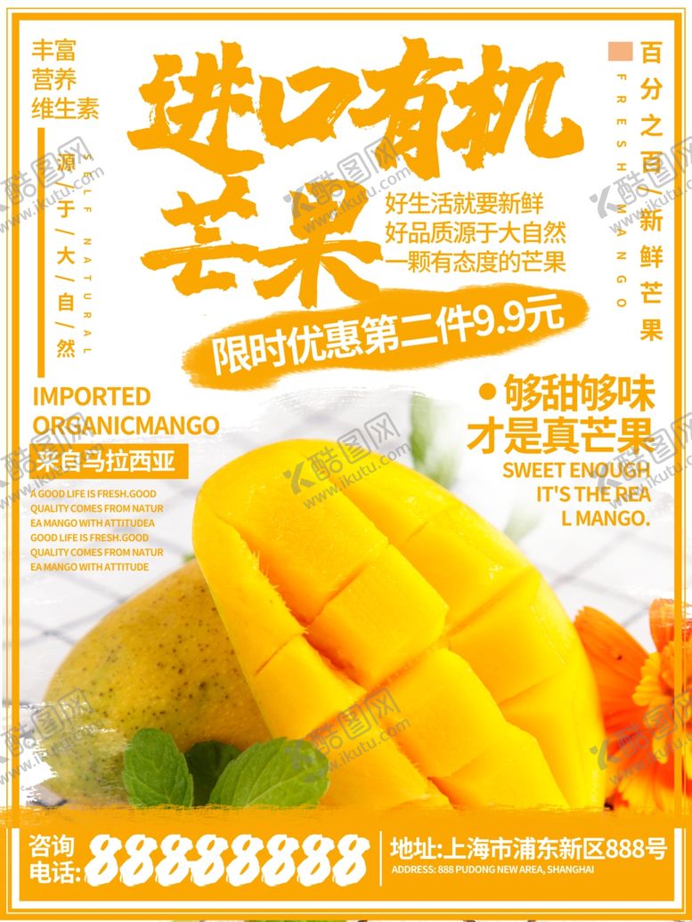 编号：83695510221124116282【酷图网】源文件下载-有机芒果海报