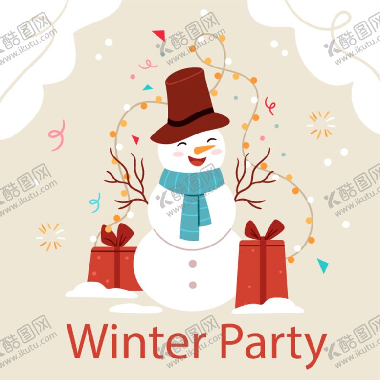编号：13469312121234537361【酷图网】源文件下载-冬天雪人礼物
