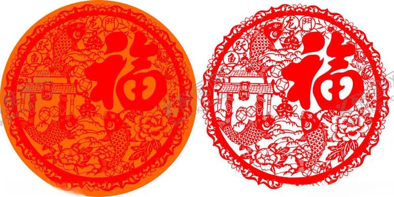 编号：53676202052317349095【酷图网】源文件下载-双鱼窗花