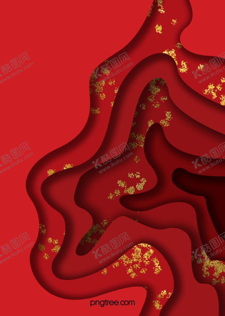 编号：63759209220933538569【酷图网】源文件下载-流线红色金粉剪纸渐变背景