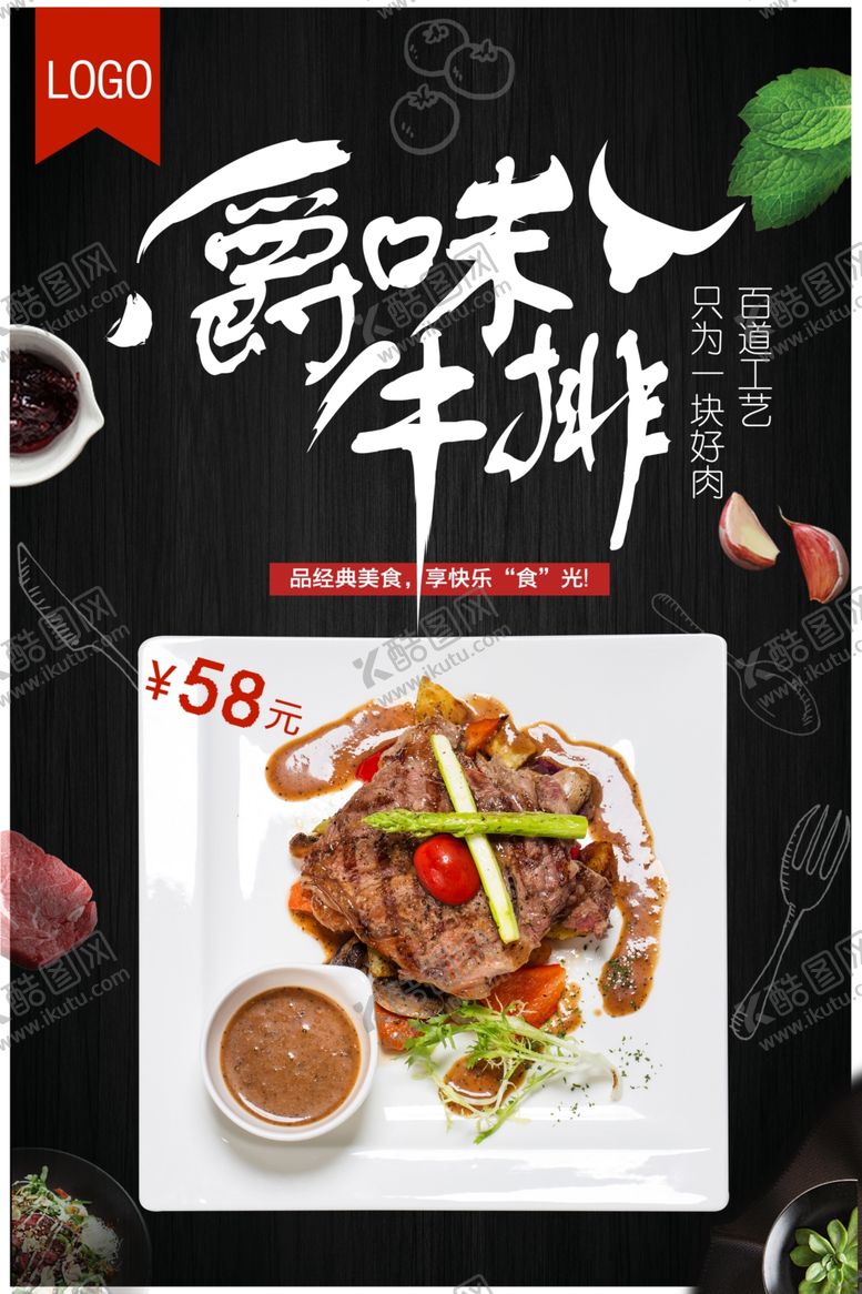 编号：77229810170657419844【酷图网】源文件下载-牛排海报