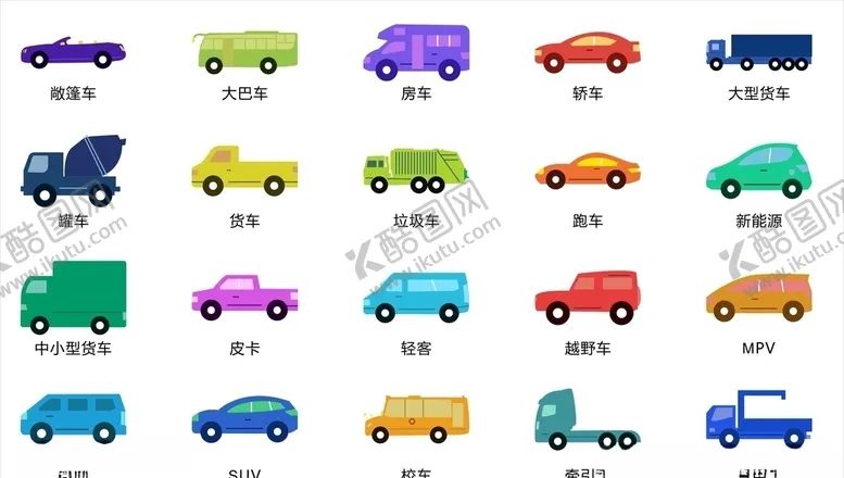 编号：41363006261553418609【酷图网】源文件下载-各种汽车类型小图标小标志矢量图