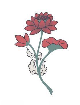 敦煌风格绘画植物花朵