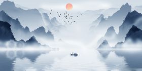 中式山水背景