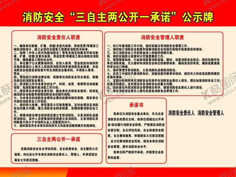 三自主两公开一承诺公示牌消防安全