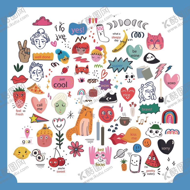 编号：37726411010524433203【酷图网】源文件下载-可爱卡通贴纸大集合