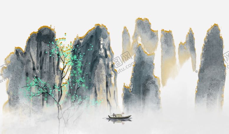 编号：48222412110444258398【酷图网】源文件下载-水墨山水花画