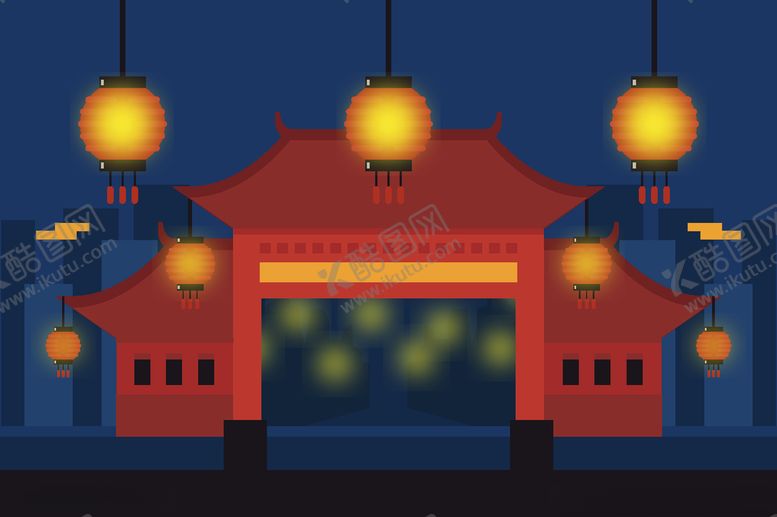 编号：57929909260052413710【酷图网】源文件下载-卡通灯笼院门