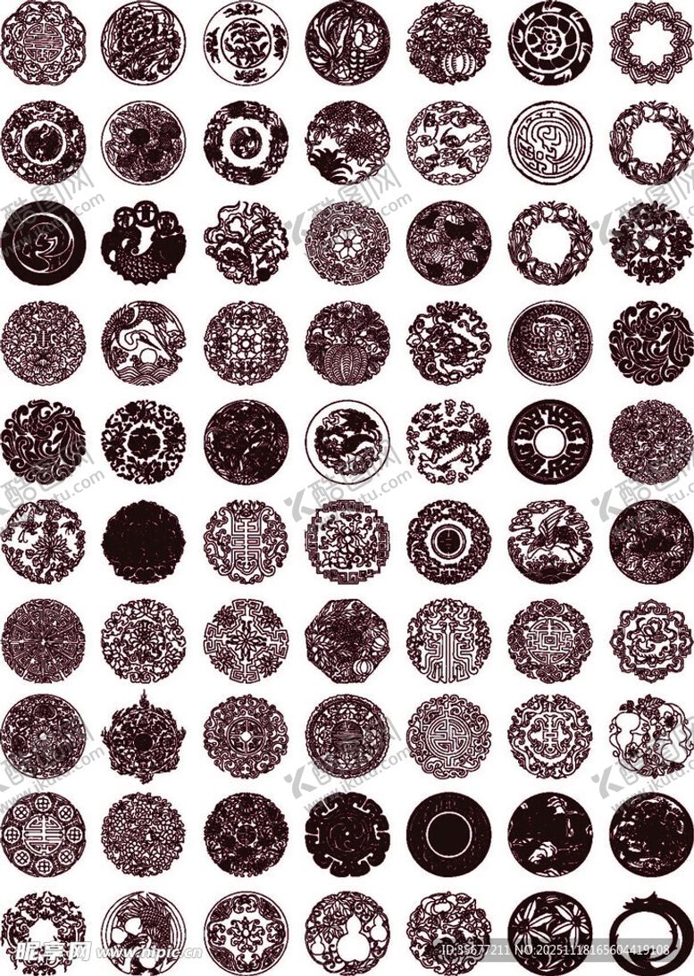 编号：77997111241631533886【酷图网】源文件下载-复古圆形图案素材集合