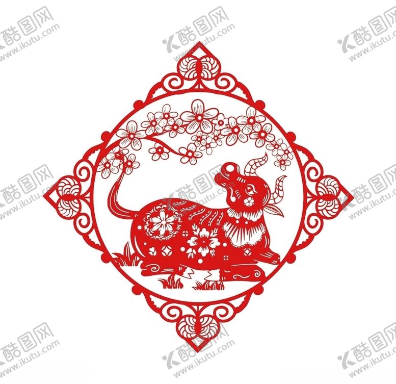 编号：54103810040658543870【酷图网】源文件下载-牛年窗花剪纸