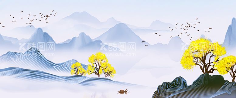 编号：21673011160002454523【酷图网】源文件下载-水墨装饰画 山水晶瓷画 