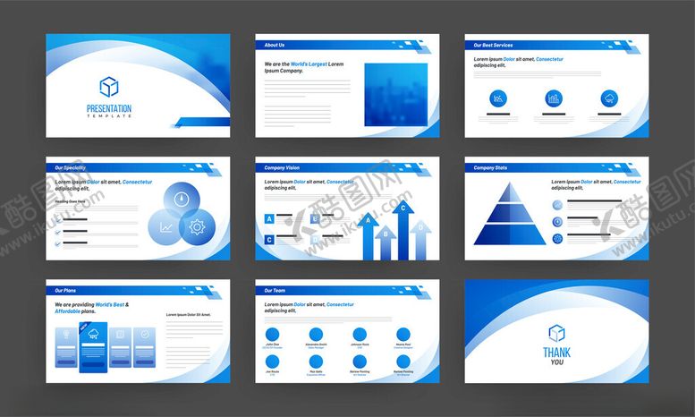 编号：73719410012306338574【酷图网】源文件下载-蓝色商务画册模板