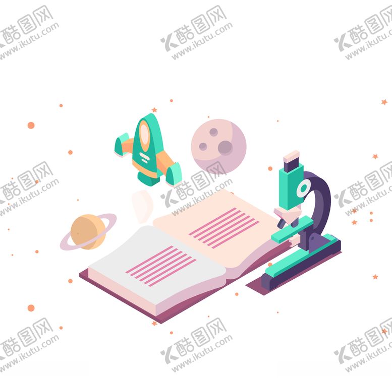 编号：40907905100400322550【酷图网】源文件下载-显微镜书本卡通风素材