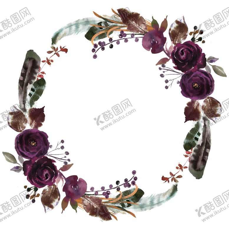 编号：95571409270019423923【酷图网】源文件下载-波西米亚风格水彩花朵