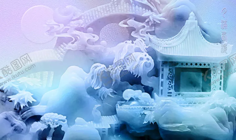 编号：65352209111742209900【酷图网】源文件下载-家和富贵玉雕山水电视背景墙